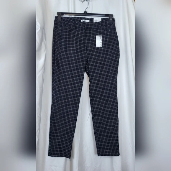 NWT Nine West Black & White Grid High Rise Slim Ankle Tappered Pants Size 14‎ - Picture 1 of 8